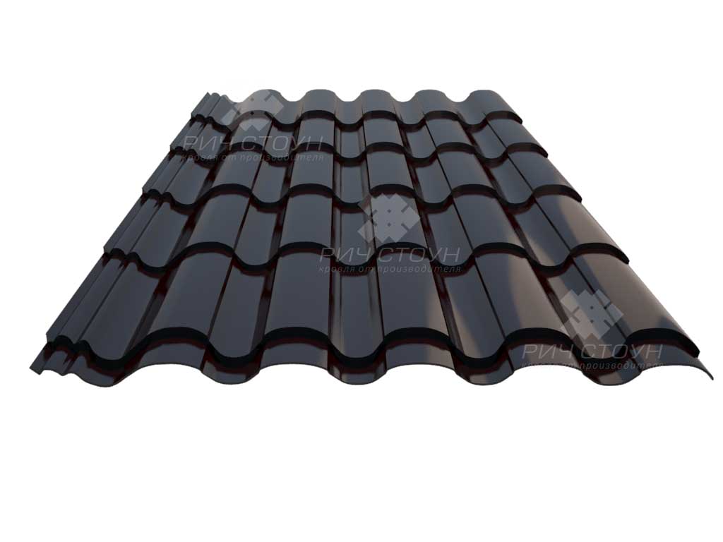 Металлочерепица Валенсия Матовый Ral 8019 0.5-0.56мм
