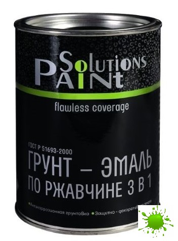 Грунт-эмаль по ржавчине 3 в 1 Paint Solutions 0,9 кг, зеленая